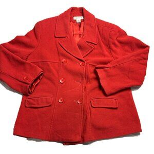 Preston & York Double Breasted Wool Orange Pea Coat Red Size XL